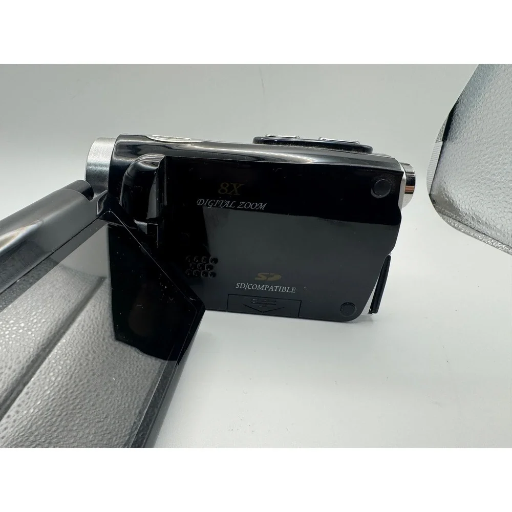 SolarCam HD Digital Camcorder 12MP 8X Zoom Solar Battery Charger Black Video Cam